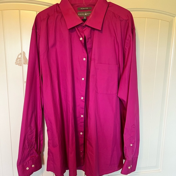Mens Beverly Hills Polo Slim Fit 3x 19 36/37 hot pink long sleeve dress shirt - Picture 1 of 3